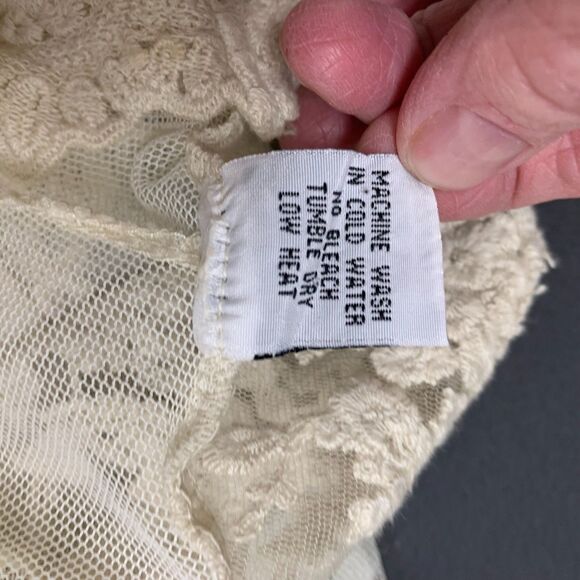 XCVI Womens Mesh Floral Tunic Embroidered Sheer Beige Boho Fairy Cottage Core - Picture 10 of 13